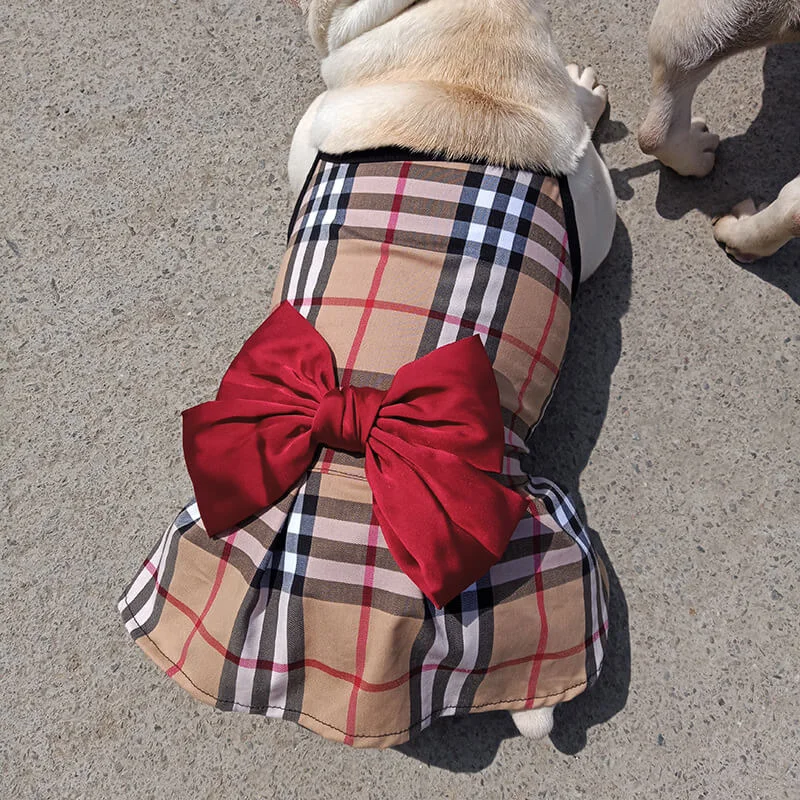 frenchies community plaid girl dog dress