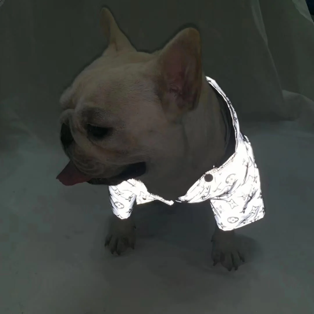 Reflective LV Raincoat  Dazzle in the Dark with Your Frenchie